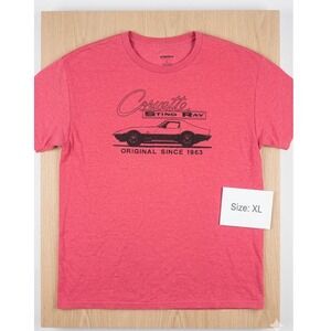 Mens Corvette Sting Ray Graphic T-Shirt Red Heather 2XL GM Licensed